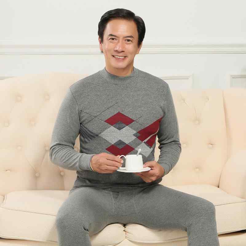 インナー メンズ 男性用 コットン 提花 肌着 上下セット ラウンドネック 普段使い 部屋着