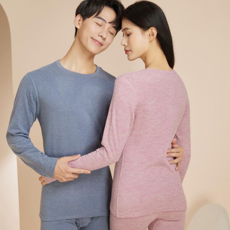 インナー レディース メンズ 秋冬 蚕糸 ウール 保温 肌着 上下セット 裏起毛 あったか 女性用 男性用 ラウンドネック パジャマ 部屋着 厚手