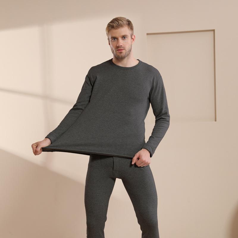 メンズ インナー 上下セット 男性用 防寒 あったか 裏起毛 暖かい 丸首 長袖Tシャツ 長ズボン 肌着 部屋着 秋冬