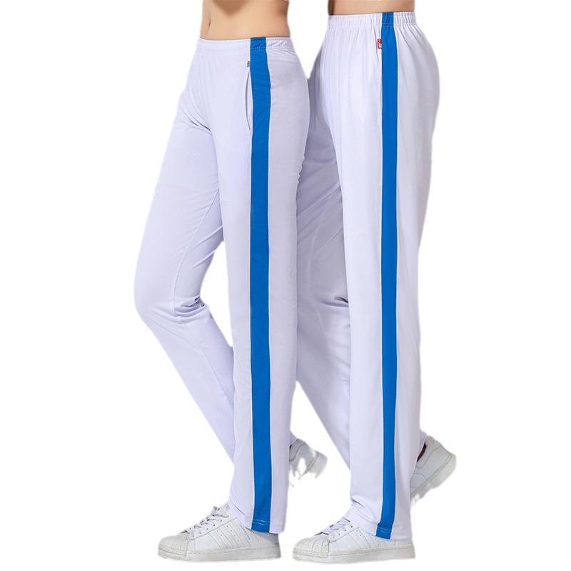 パンツ 男女兼用 スポーツパンツ 春夏 高齢者 大きいサイズ 伸縮性 ウエストゴム ストレートパンツ ポリエステル製 通気性 ランニング ダンス 白 赤 青 緑 紫