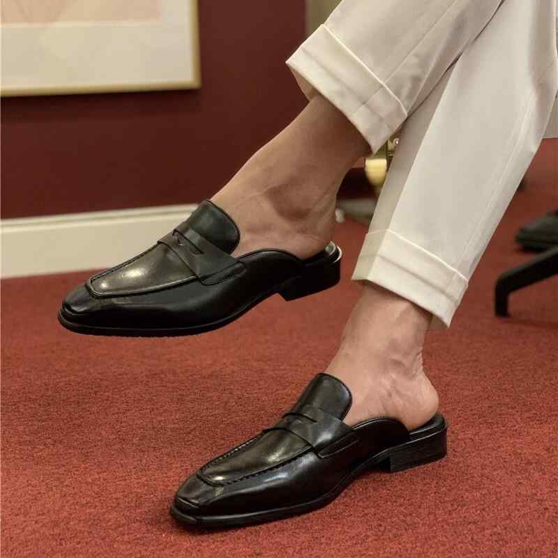 メンズ サンダル スリッポン 2way 踵なし キックバックシューズ ドライビングシューズ 成人男性靴 成人男性用 通気性 冷やりとした ラバーソール 黒 黒いこと 普段使い