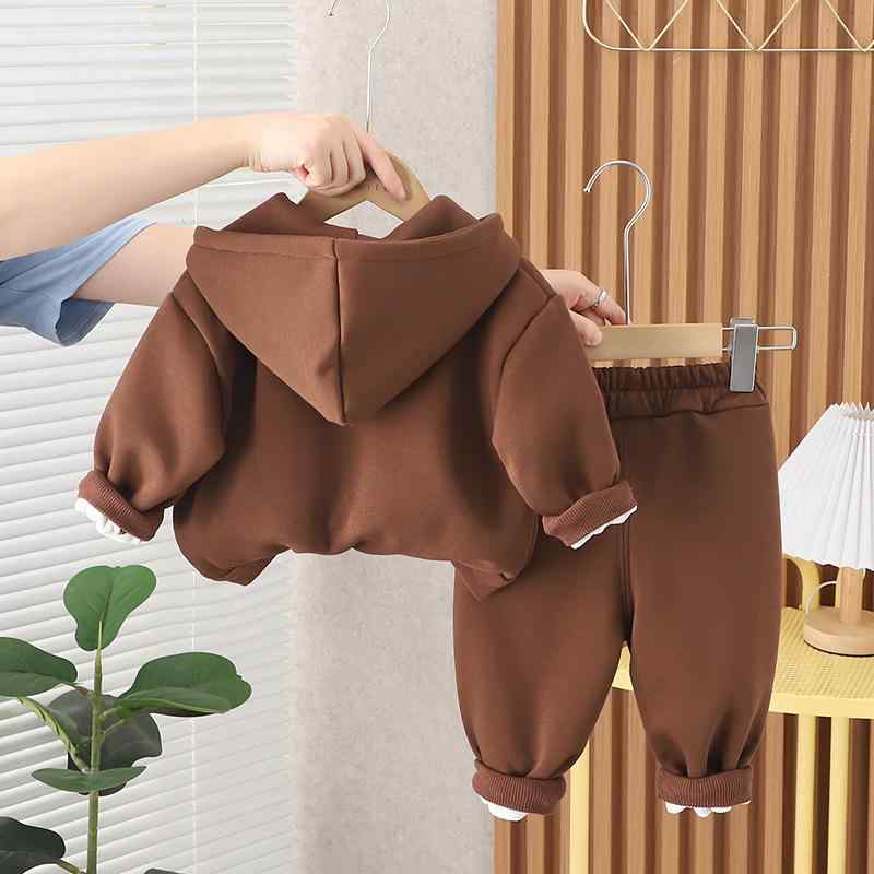 キッズ 上下セット 長袖 ジップアップ パーカー ズボン 裏起毛 秋冬 幼児 80cm 90cm 100cm 110cm 120cm かわいい 暖かい 普段着 部屋着 ブラウン系 グリーン系 熊猫