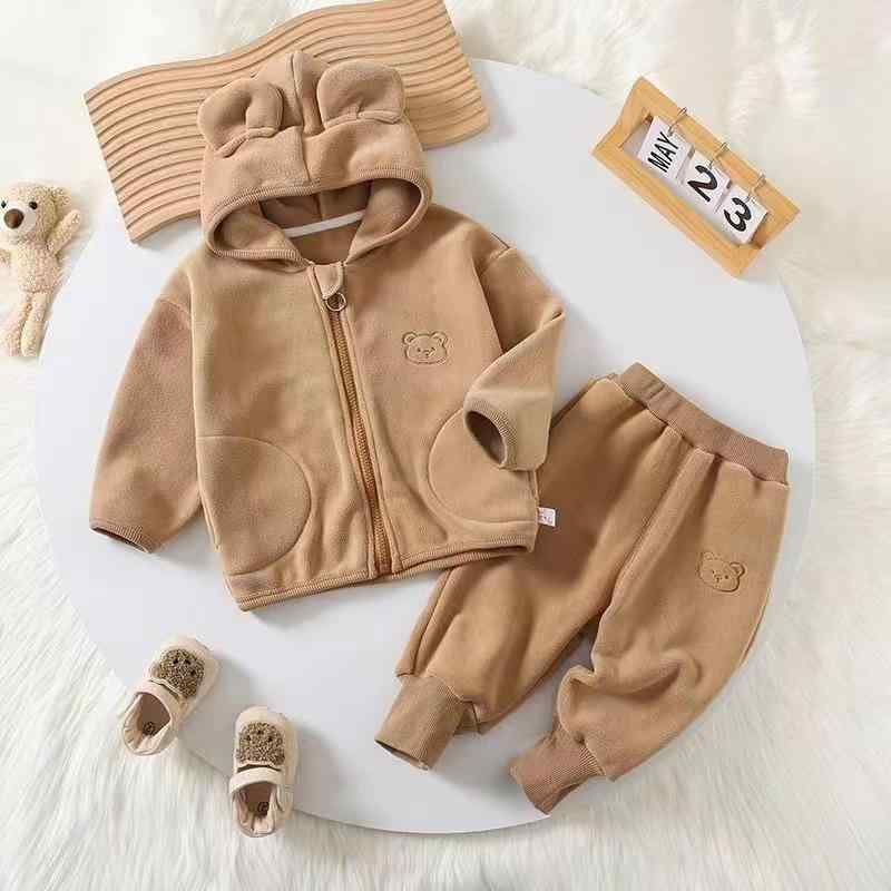 子供用セットアップ 秋冬 ベビー服 裏起毛 韓国風 かわいい 2点セット トレーナー スウェットパンツ 暖かい 防寒着 上下セット 80cm 90cm 100cm