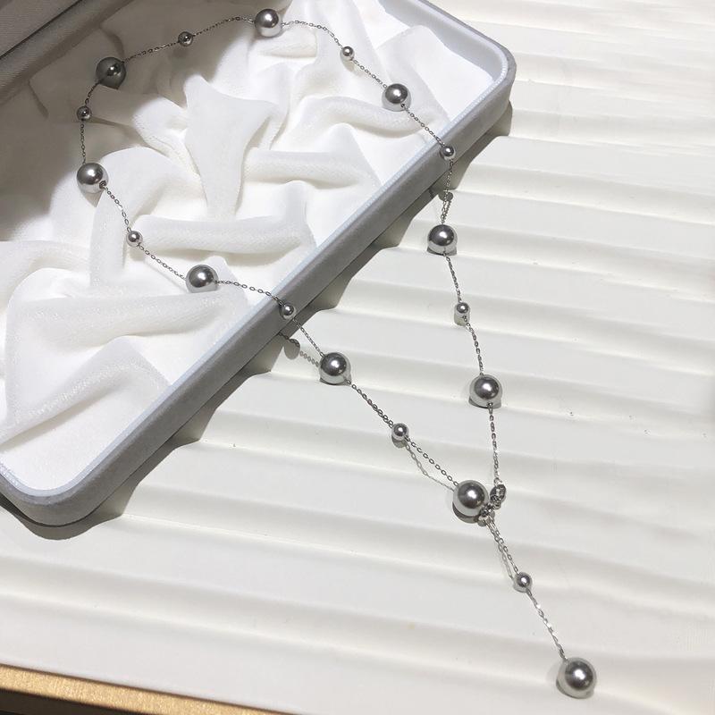 ネックレス レディース シルバー925 パール チョーカー ショートネックレス 小さめ 幾何学模様 かわいい 鎖骨チェーン 豪華感 シルバーアクセサリー シルバー グレー 真珠 ホワイト