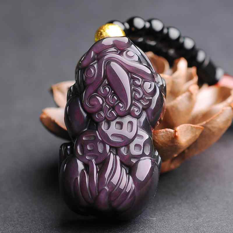 ネックレス メンズ 黒曜石 貔貅（ヒキュウ）ペンダント 瑪瑙（メノウ）ビーズ 守り神 ラッキーアイテム お守り 文様 彫刻