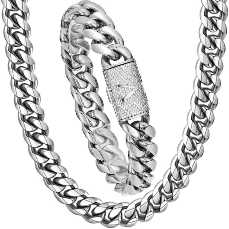 ネックレス メンズ レディース チタン鋼 ステンレス 薄型 喜平 14mm 幅 シルバー シルバー イニシャル アルファベット