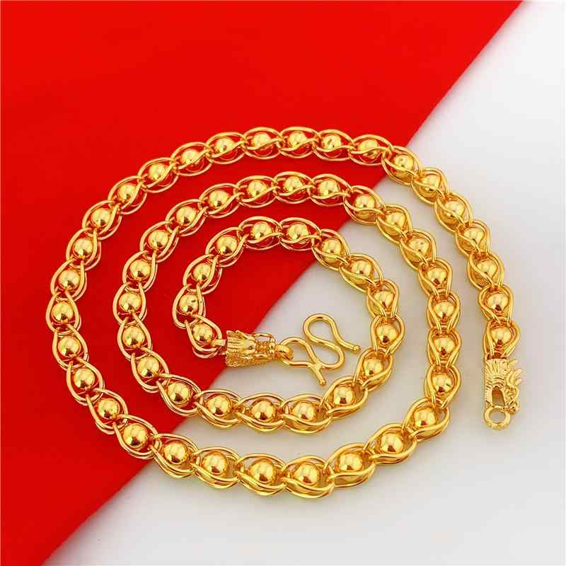 ネックレス 男性用 7mm 真鍮 電気メッキ加工 護法 ラウンド 仏珠 51cm 60cm 70cm ゴールド 普段使い フォーマル 豪華感