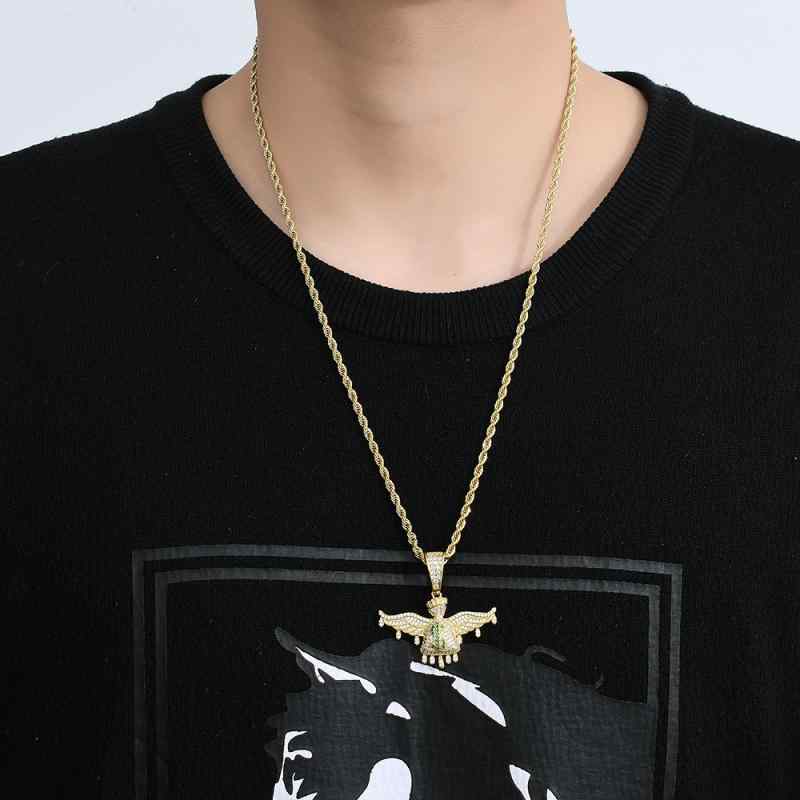 ネックレス 男性用 HIPHOP ラッキーアイテム ドロップ型 ジルコニア ゴールド シルバー