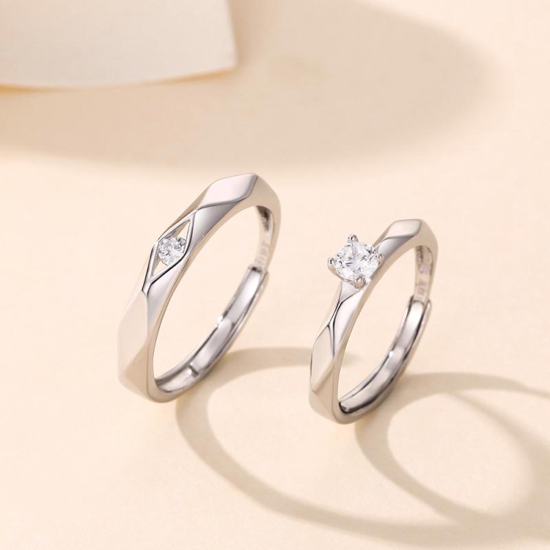 指輪 ペアリング シルバー999 結婚指輪 カップルリング フリーサイズ 電気メッキ加工 ラッキーアイテム