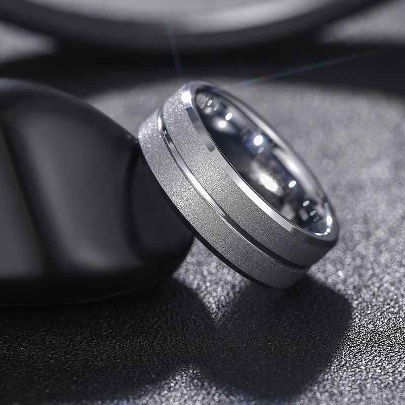 指輪 男性用 ??（タングステン）製 エレガント 幅広 8mm 幾何学模様 ゴールド or シルバーカラー ラッキーアイテム