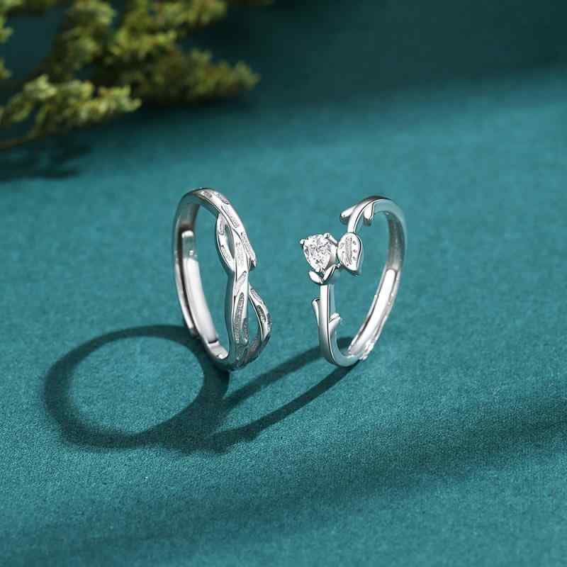指輪 ペアリング レディース メンズ シルバー925 リーフモチーフ ジルコニア 婚約 結婚 リング 記念日 誕生日 恋人 夫婦 プレゼント