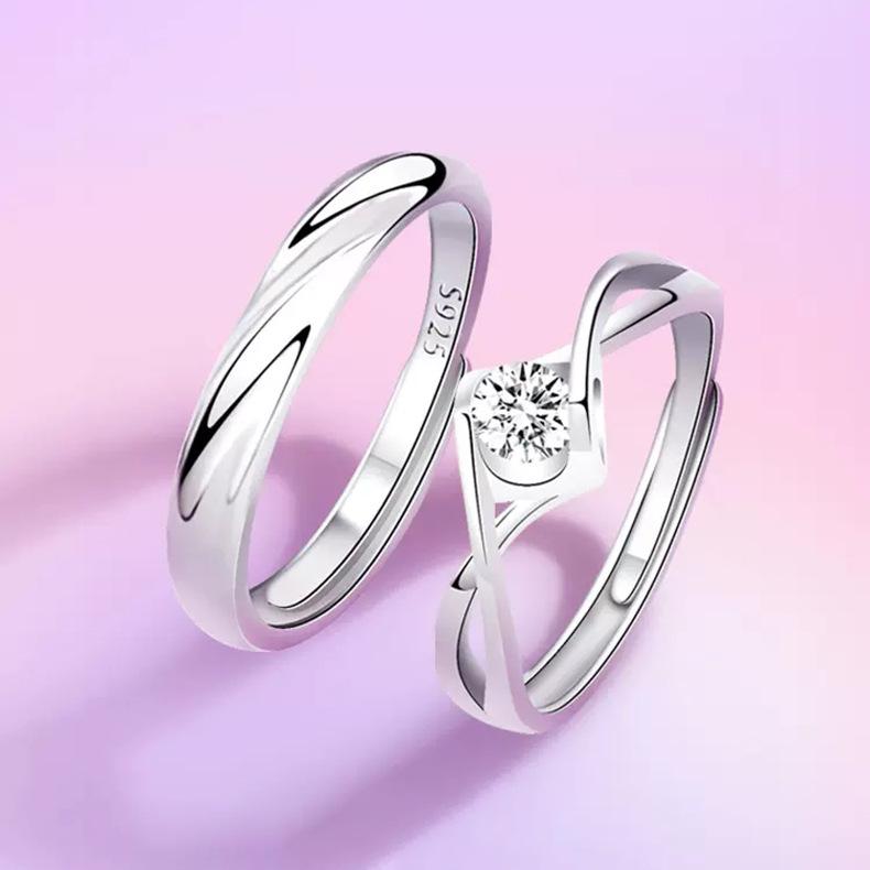 指輪 ペアリング シルバー925 天使のキス 婚約 指輪 リング アクセサリー 女性用 男性用 カップル 幾何学形 清新 かわいい