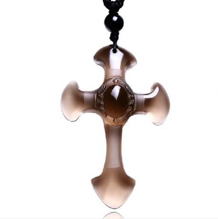 ネックレス メンズ レディース 黒曜石 クロス ペンダント 氷種黒曜石 お守り 東海水晶 アクセサリー 男女兼用 民族風 黒 ブラック