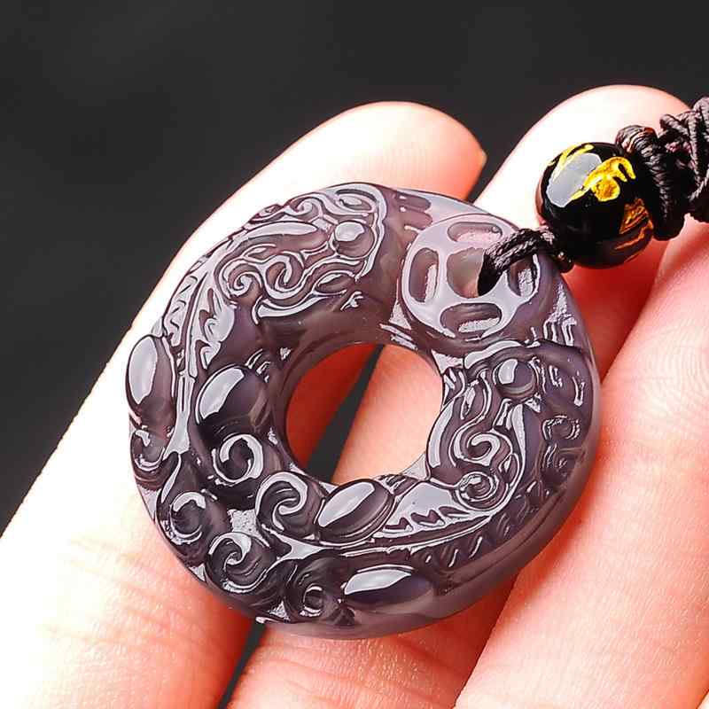 ネックレス メンズ レディース 黒曜石 貔貅 ペンダント お守り アクセサリー