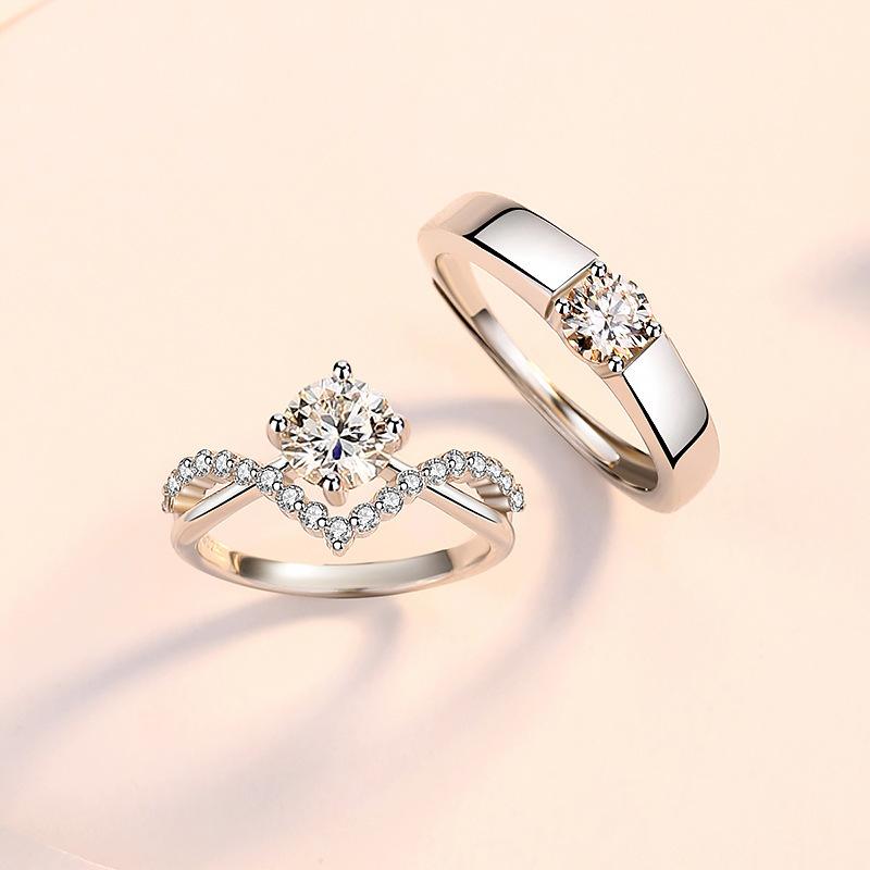 指輪 ペアリング シルバー925 婚約指輪 四爪 ラッキーアイテム クラウン 文芸復古 アクセサリー