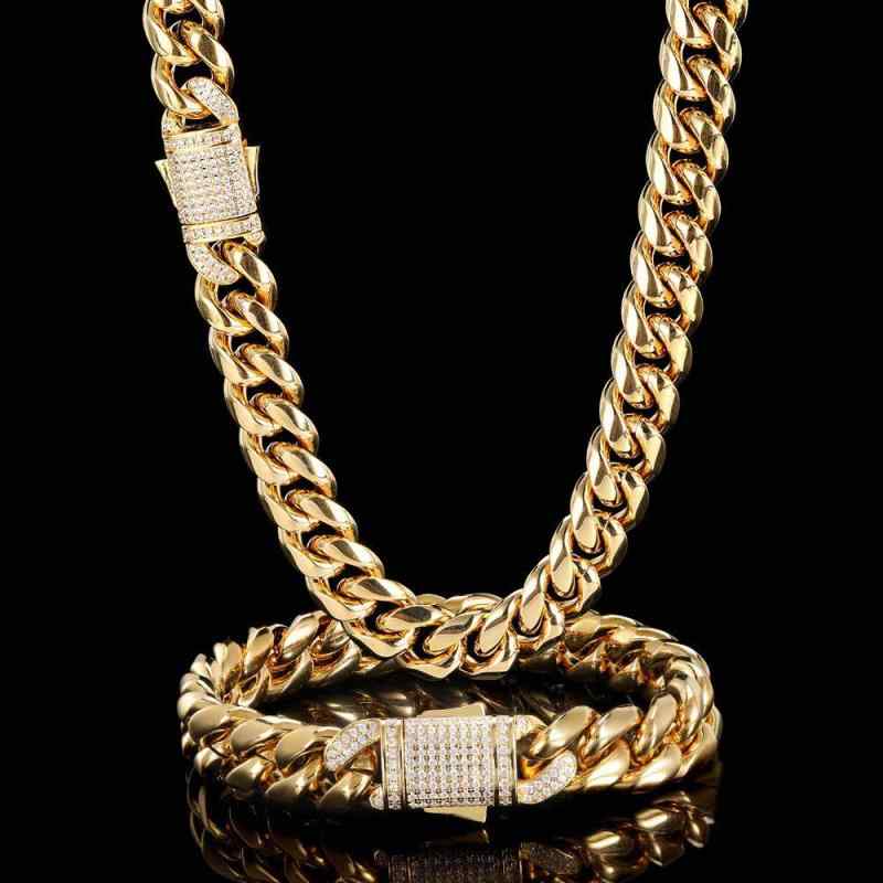 メンズ ステンレス ネックレス ブレスレット セット キューバチェーン 喜平 チョーカー HIPHOP アクセサリー 男性用 男女兼用 幅広 電気メッキ加工 対応 ギフト プレゼント