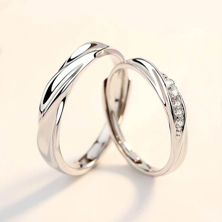 指輪 ペアリング 925シルバー 結婚指輪 フリーサイズ 韓国 森ガール カップル 学生 幾何学模様 シルバーリング
