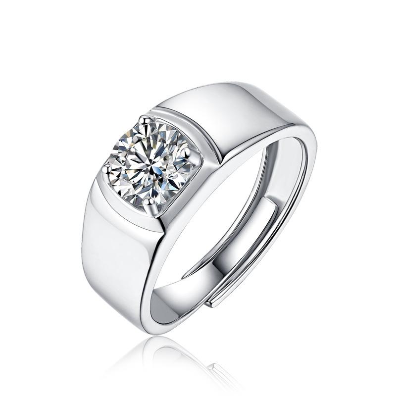 指輪 メンズ S925 シルバー モアサナイト 調節可能 リング 男性用 結婚 指輪 ラッキーアイテム アクセサリー 1カラット 2カラット 3カラット|LINEAR shop