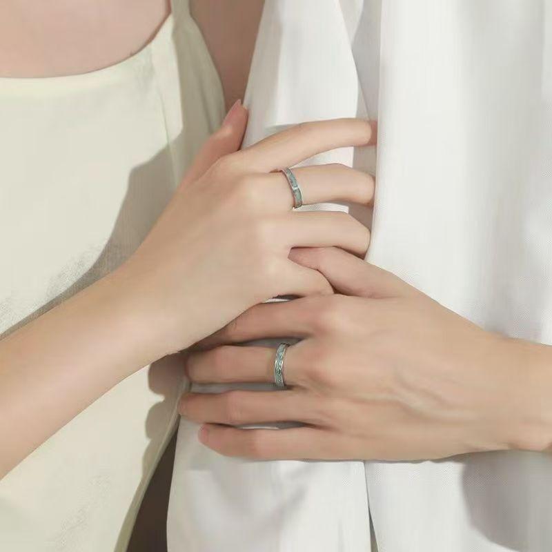 指輪 ペアリング 男性用 女性用 シルバー925 幾何学模様 リング ラッキーアイテム 電気メッキ加工 フリーサイズ