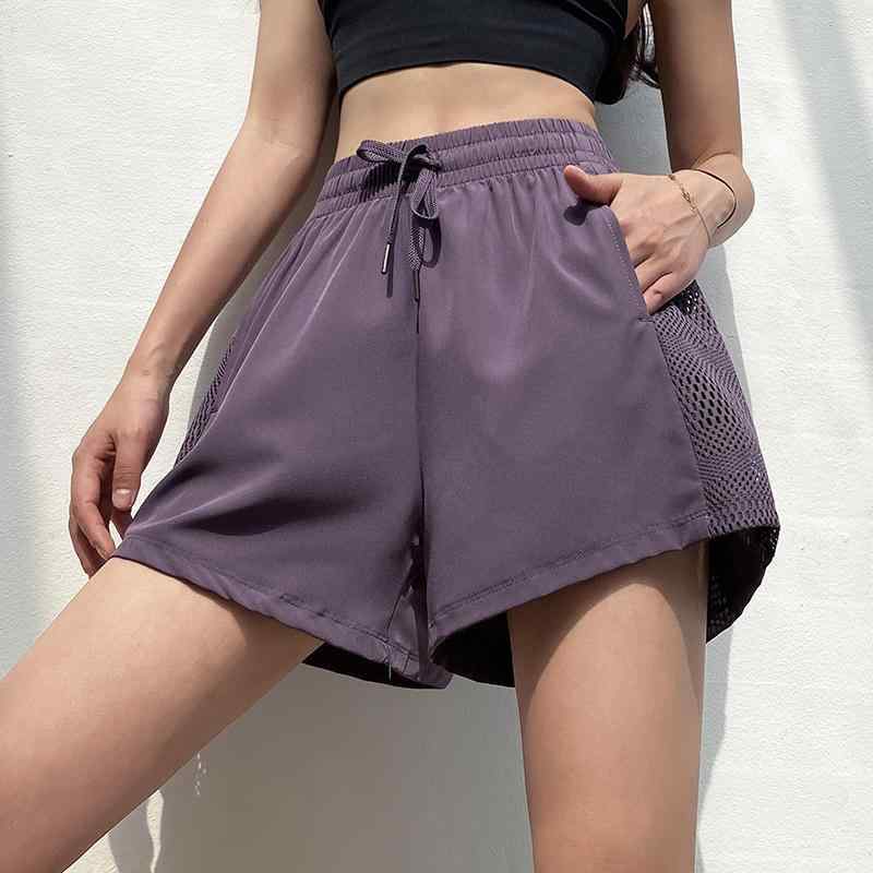 ヨガウェア レディース スポーツショートパンツ ランニングパンツ 体型カバー 短パン ハイウエスト ポリエステル 伸縮性 通気性 吸湿速乾 ブラック ホワイト パープル グレー グリーン ピンク系 春夏