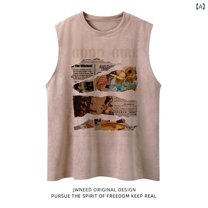 のな アメリカン レトロ ノースリーブベスト 女性用 夏 カップル 甘辛 ニッチ ウエスト コート トップ のなアメリカンヴィンテージのレトロ袖なしトップス