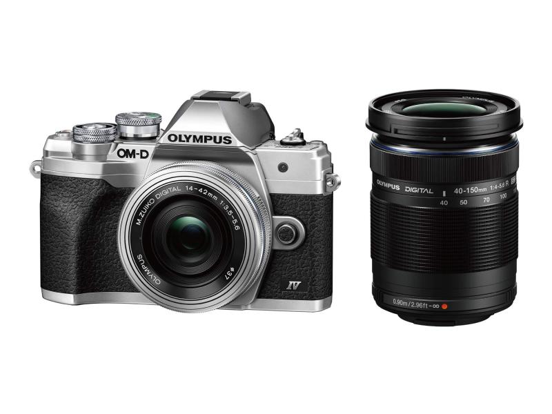 【中古】OLYMPUS 鏡鑑受け答え一眼写真機 OM-D E-M10 MarkIV EZダブルズームキット しろがね色