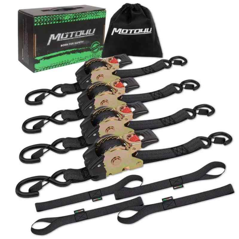 MOTO4U タイダウンベルト 自動巻 4本セット 25mm x 3m ラチュットベルト 固定ベルト 荷締めベルト ソフトループ＆収納バッグ付き（4個）｜LINEAR shop