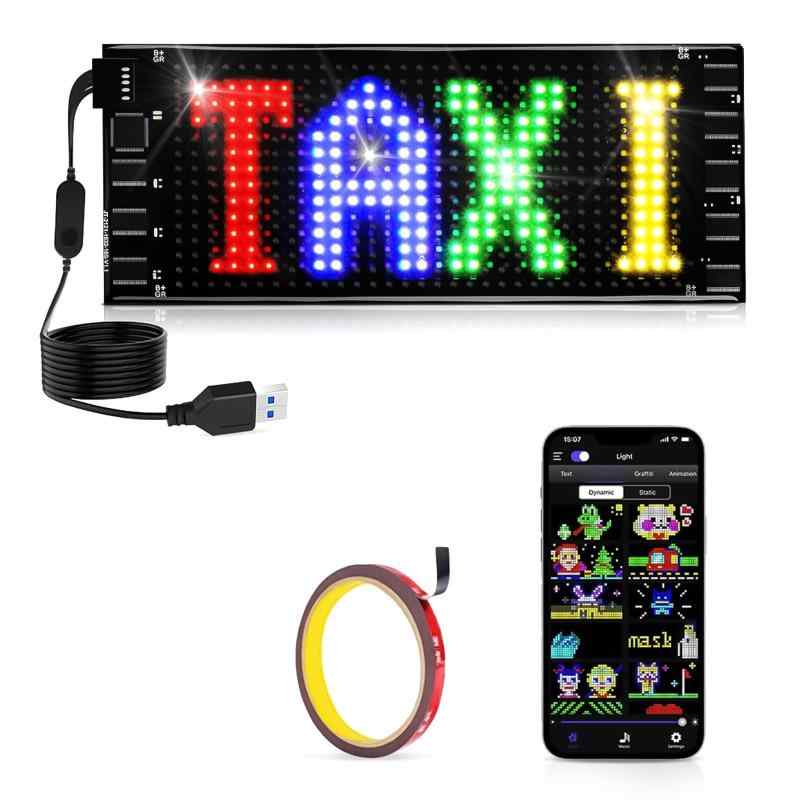 SUBORAWOS LED雷火電子掲示板 延性のある 折りたたみ式 車載張り出し LED表われゲーム盤 多言語?示 USB 色合い スクロールメッセージボード パネルカーサインディスプレイ Bluetooth アプリコントロール 折りたた
