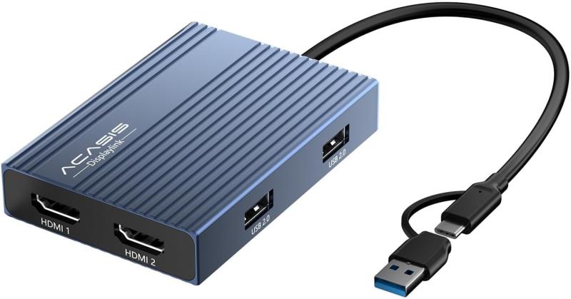 ACASIS USB C - デュアル HDMI DisplayLink アダプター、4K@60Hz、usb hdmi 変換アダプタ HDMI ポート 2 つと USB-A ポート 3 つ、100W PD 充電、Mac M1/M2/M3/Windows ｜LINEAR shop 11,051円
