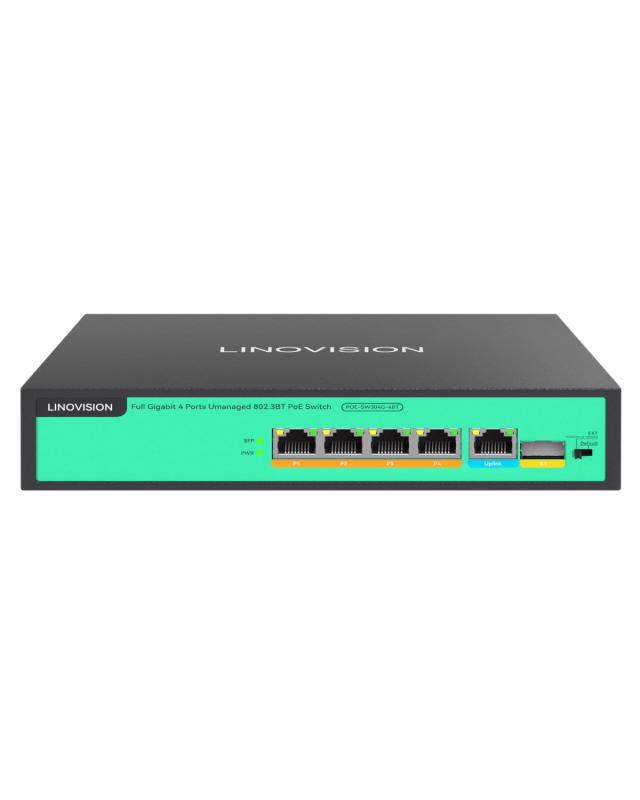 LINOVISION 4ポートBT90W PoE++スイッチ、 全ポート10/100/1000Mbps対応、総予算96W、4ポート全部 BT90W出力をサポート、PTZカメラ / ワイヤレスAP / スマートライトなどのIEEE 802.3 af/at/|LINEAR shop
