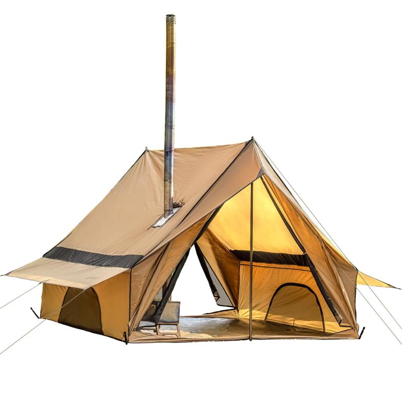 POMOLY ロッジ型テント CHALET 70 Max キャンプテント2-4人用 小屋型テントサイドレインカーテン付きロッジシェルター 煙突穴付き設営簡単 多機能 収納袋付き コンパクト収納|LINEAR shop