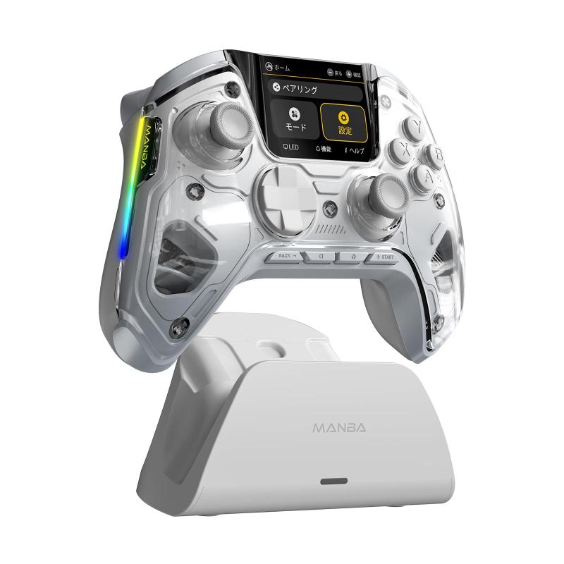 ManbaOne V2 コントローラー 多機能LCDディスプレイ付き ドリフト防止ホールスティック ABXYメカニカルスイッチボタン トリガーストップ搭載 4つ背面ボタン PC/Switch2/Switch/Android/iOS対応|LINEAR shop