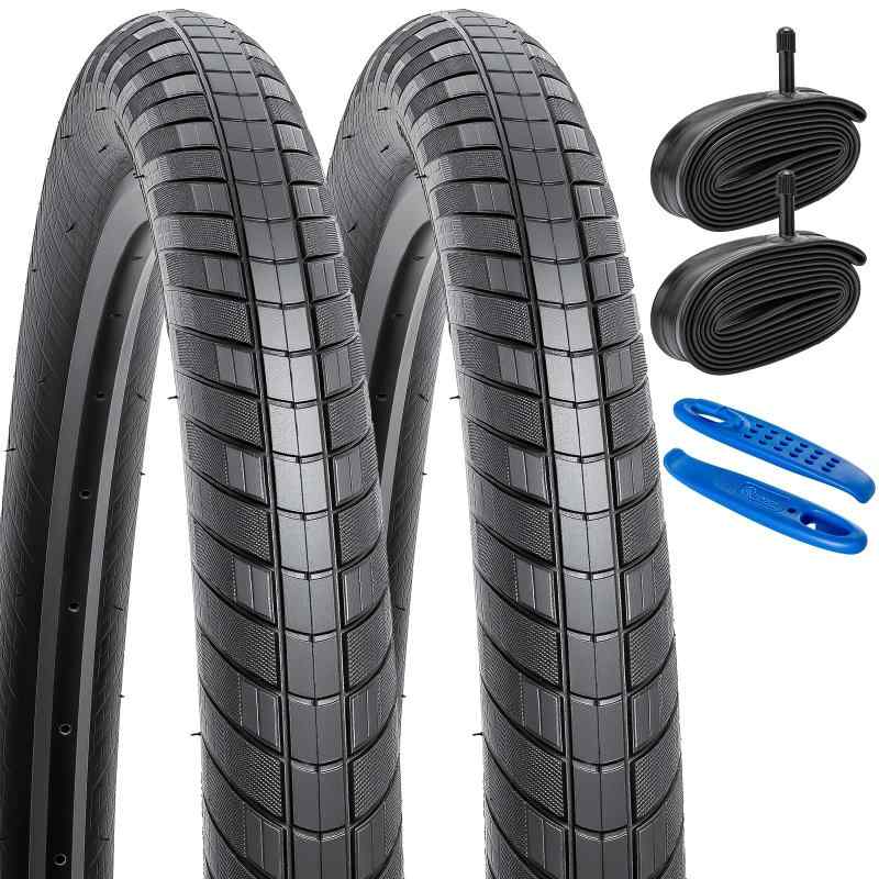 YunSCM 2本セット,26 2.40 タイヤ,26x2.40 60-559 自転車タイヤ + 26x2.10/2.40 チューブ 肉厚 米式バルブ32mm+タイヤレバー,適用 26インチ 2.40 ロードバイク,Y-2120｜LINEAR shop