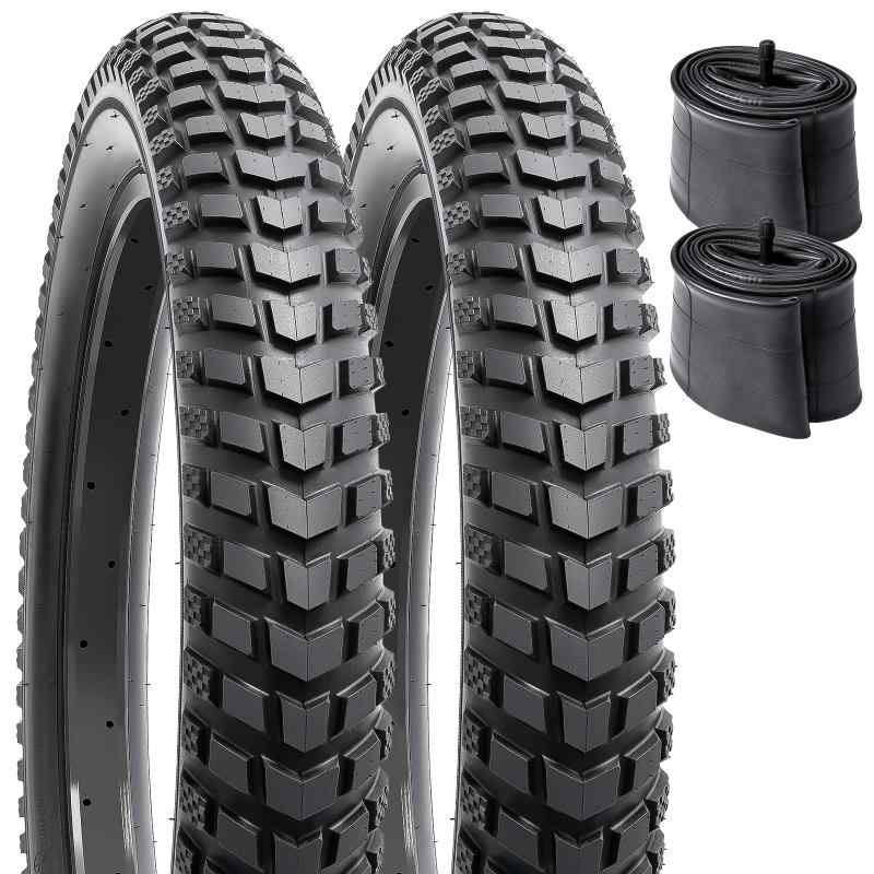 YunSCM 2本セット,26 3.0 タイヤ,26x3.0 76-559 自転車タイヤ + チューブ 肉厚 米式バルブ32mm,適用 26インチ 3.0 ファットバイク,Y-172|LINEAR shop