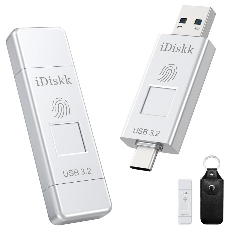 iDiskk 指紋認証 USBメモリ・フラッシュドライブ USB3.2 Gen2 フラッシュメモリー 最大読取り速度450MB/s ハイスピード【USB3.2+Type-Cコネクタ搭載 APP使用と不使用二つ選択あり】OTG外付けUSBディスク ｜LINEAR shop