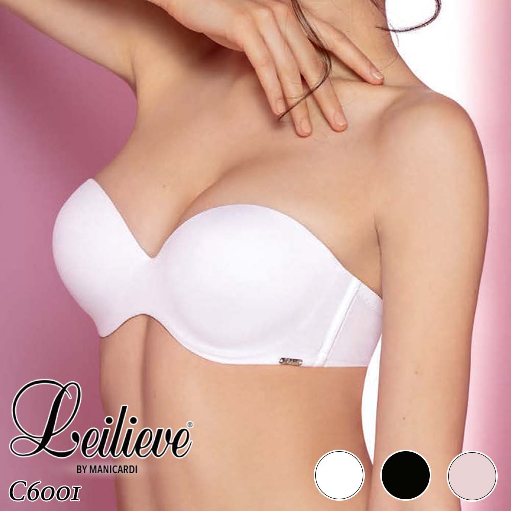 Leilieve／レイリエヴ Elegance エレガンス C6001 直輸入イタリアインポートランジェリー ストラップレスブラ シームレス グラデュエイティドパッド プッシュアップ 肩ストラップ取外可 オフショルダー対応 コットン 脇高サイドボーン