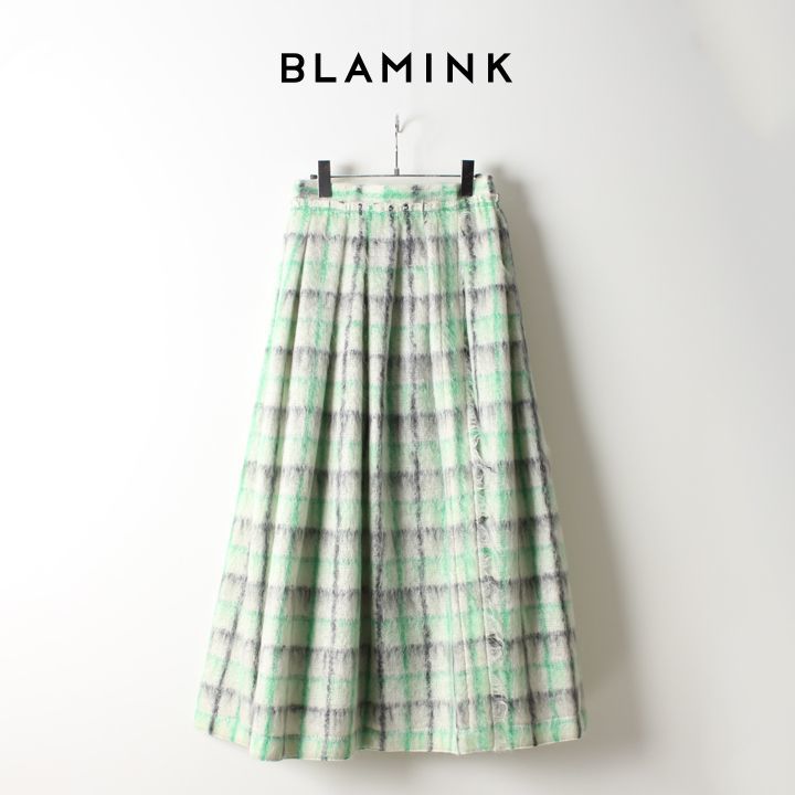 新品‼︎タグ付‼︎ブラミンク blamink シャギーチェックロングスカート ロングスカート 新作商品