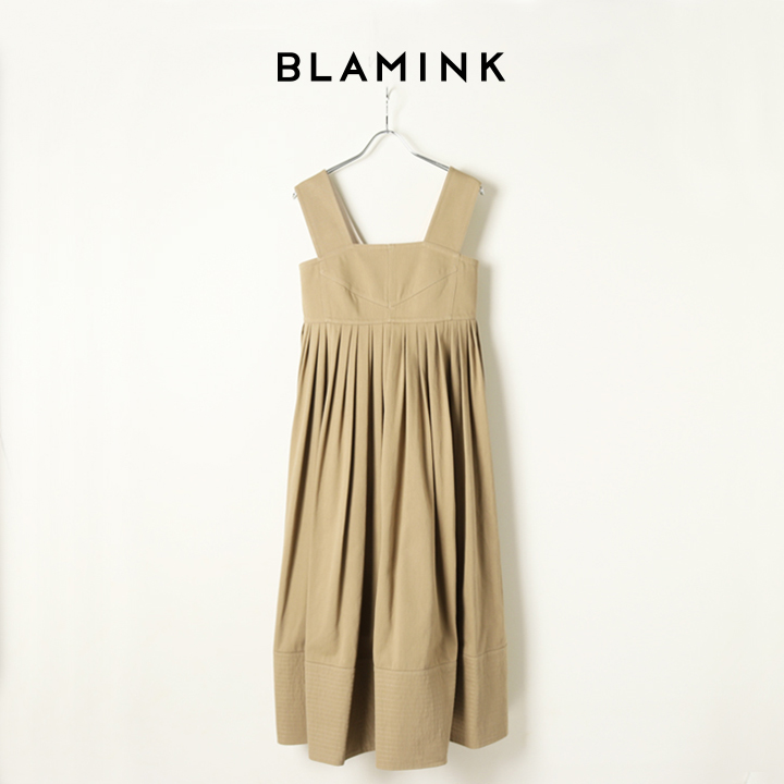 注目ブランド BLAMINK ブラミンク コットンストラップタックワンピース