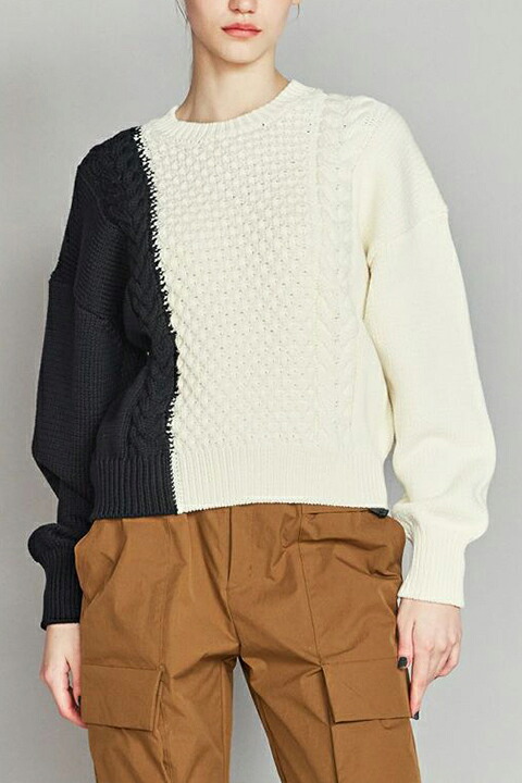 【40%OFFセール】ダブスタ ダブルスタンダードクロージング｜DOUBLE STANDARD CLOTHING DSC / バイカラーケーブルニット{-BCA}