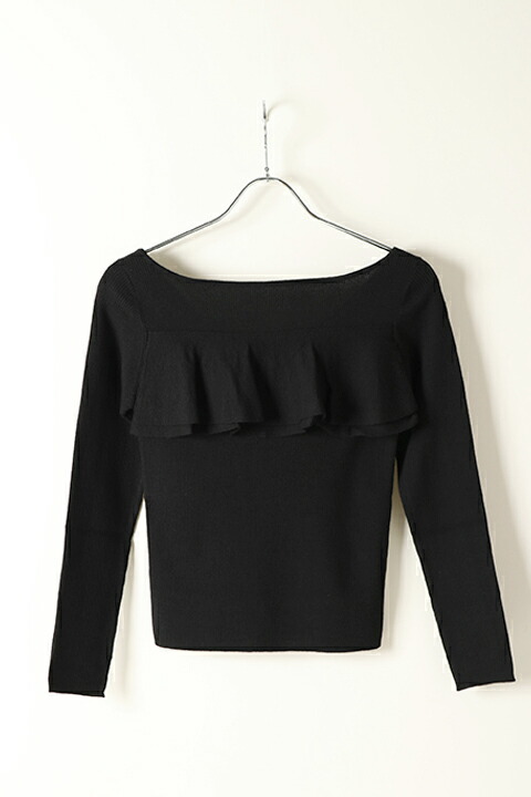 【40%OFFセール】グレースコンチネンタル｜GRACE CONTINENTAL フリルボートネックニットトップ{0120443109-27BLK-BJA}レディース おしゃれ