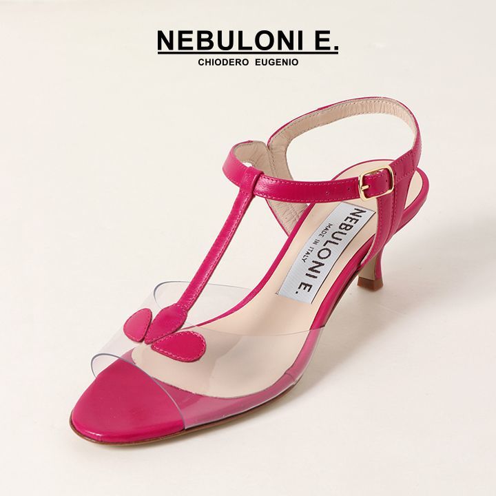 【30%OFF大売り出し】NEBULONI E. ネブローニ PVC アンクルストラップサンダル{6438/551-PINK CAPRETTO631-BJS}