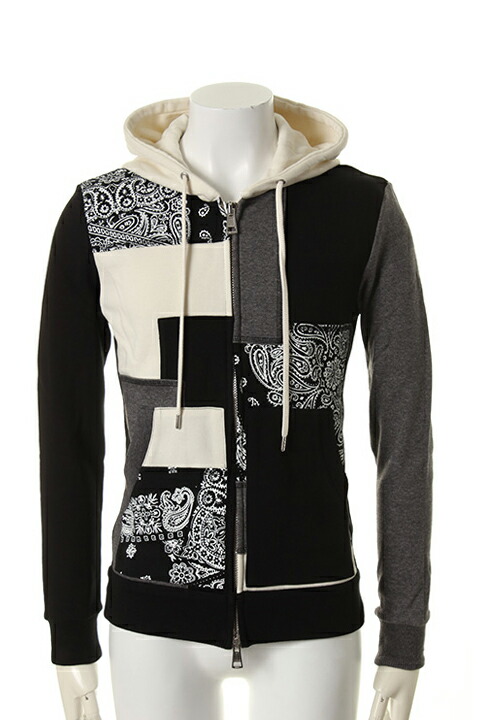 【40%OFFセール】1piu1uguale3 ウノピゥウノウグァーレトレ PLAIN BANDANA URAKE PATCH-WORK ZIP PARKA{MRB051-COT151-94-AFS}