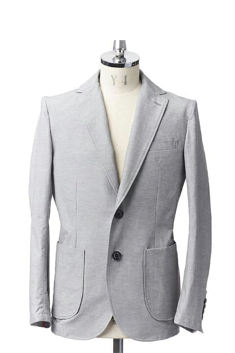 【30%OFFセール】1piu1uguale3 ウノピゥウノウグァーレトレ STRETCH COTTON LINEN SINGLE JKT{MRB308-CTN049-91-AIS}