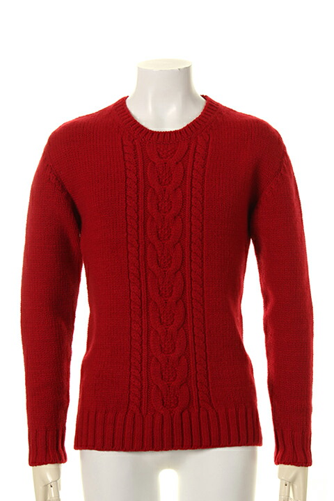 【40%OFFセール】1piu1uguale3 ウノピゥウノウグァーレトレ STRETCH WOOL 3 GAGE CABLE CREW{MRK117-WNY022-45-AGA}
