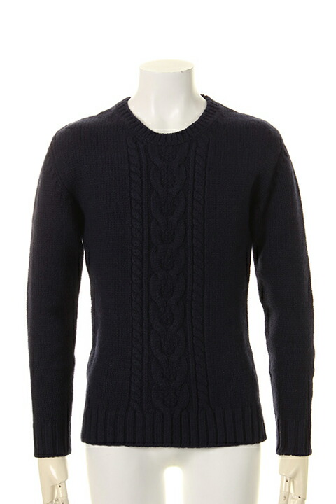 【40%OFFセール】1piu1uguale3 ウノピゥウノウグァーレトレ STRETCH WOOL 3 GAGE CABLE CREW{MRK117-WNY022-57-AGA}