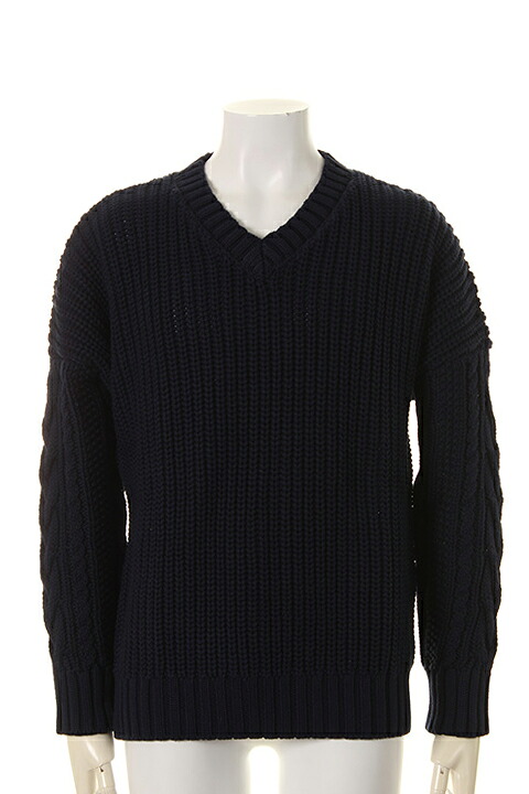 9200 by attack the mind 7 キュウセンニヒャク by アタックザマインドセブン Drop shoulder cable V-NECK PULLOVER{NB-050CT01-57-AHS} トップス-ニット・セーター