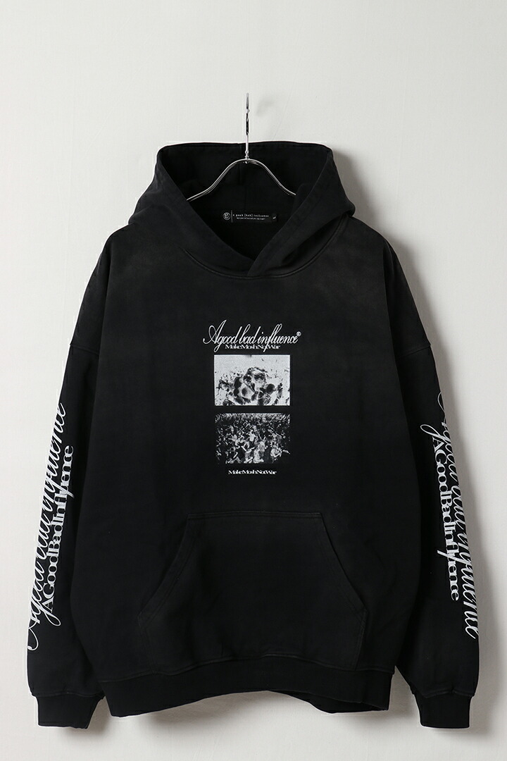 【10%OFFセール】a good bad influence アグッドバッドインフルエンス MAKE MOSH NOT WAR HOODIE{-BES}|link bar