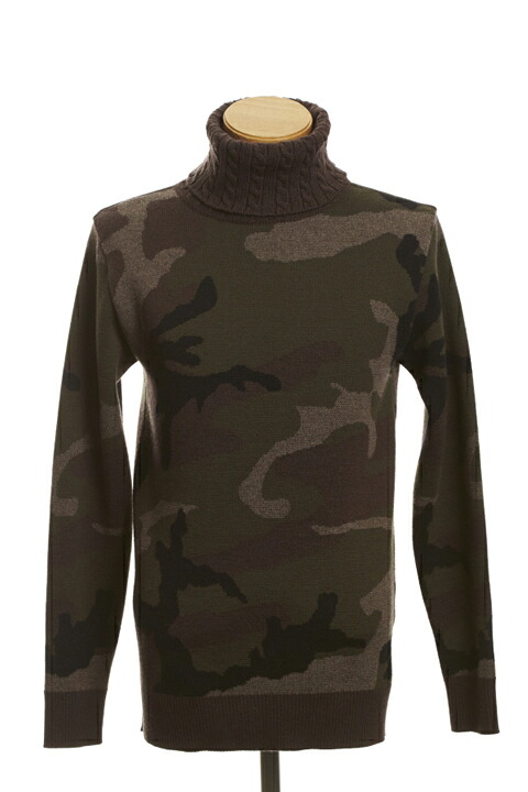 【30%OFFセール】AKM エイケイエム CASHWOOL CAMO TURTLE NECK{-AEA}
