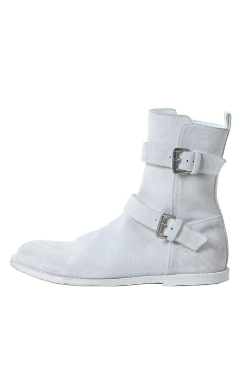 【50%OFFセール】ANN DEMEULEMEESTER アンドゥムルメステール ANKLE BOOTS SCAMOSCIATO WASHED BIANCO{1901-4222-367-001-WHT-AIS}