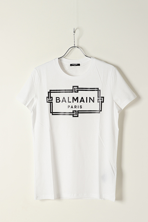 BALMAIN バルマン BH2 T-SHIRTS FRAME-LOGO{11EF000G065-GAB-BAS}